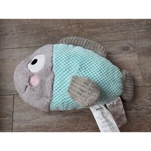 Rare Bedsure Winking Fish Plush – Unique Textured Fleece Mint and gray‎